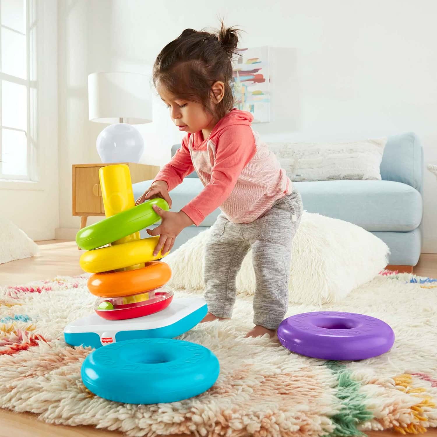Fisher-Price Giant Rock-a-Stack Infant and Toddler Stacking Toy, 14+ Inches Tall - Image 2