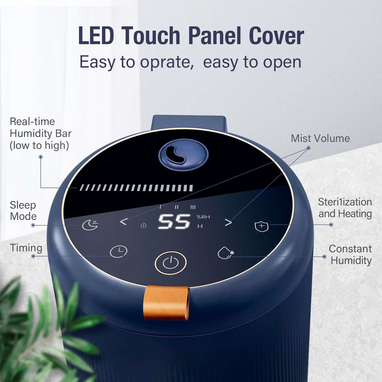 Sejoy Room Humidifier for Bedroom,4L Baby Top Fill Ultrasonic Warm and Cool Mist Humidifier,Ultra Quiet Humidistat, Navy Blue - Image 3