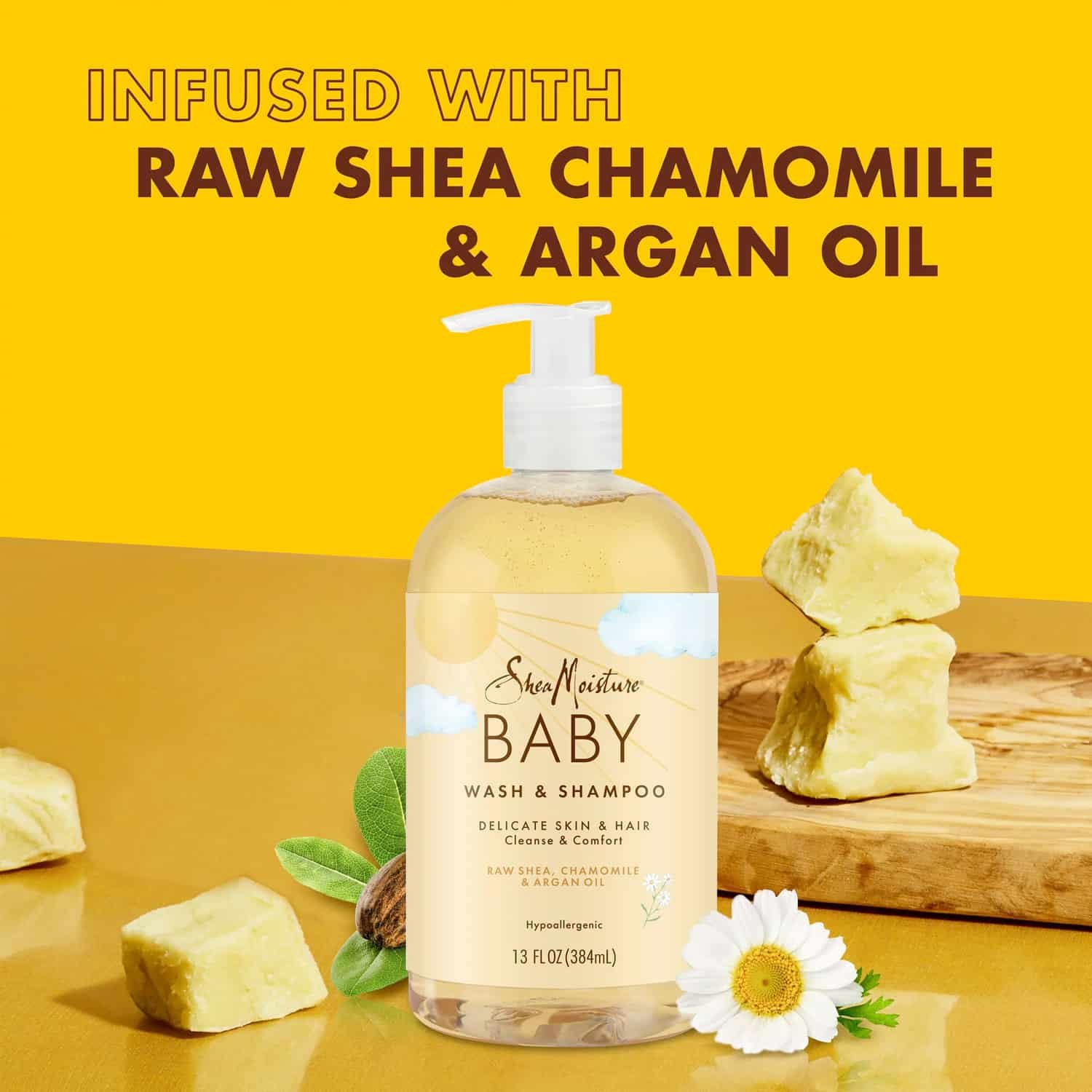 SheaMoisture Baby Wash & Shampoo Raw Shea, Chamomile & Argan Oil Baby Wash and Shampoo with Frankincense & Myrrh to Help Cleanse for All Skin Types 13 oz - Image 3
